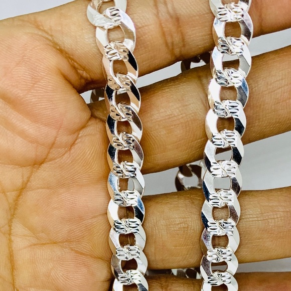 Sterling Silver Necklace 925 Cuban Curb 24” 8mm
